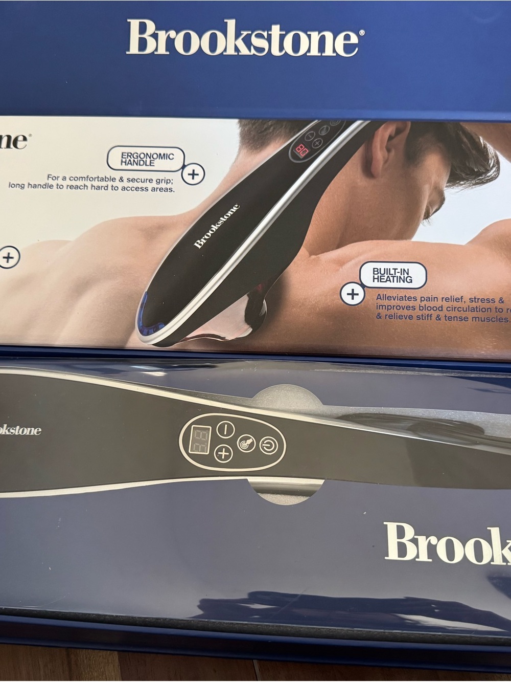 Brookstone Black and Silver Handheld Heated Body Massager with 5 massage heads